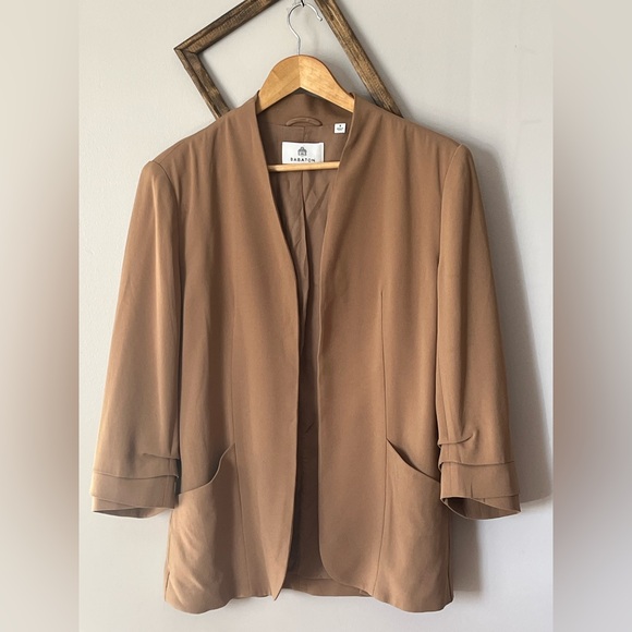 Babaton Jackets & Blazers - Women’s Babaton Forte Blazer Open Front Tan Blazer Jacket